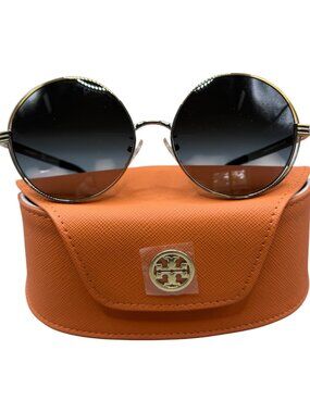 Tory Burch TY6085 Gold-Tone Frame, Oversized Round Sunglasses